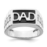 Load image into Gallery viewer, 14k White Gold Polished &amp; Satin Onyx &amp; Diamond DAD Mens Ring
