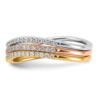 Load image into Gallery viewer, 14k Tri-color Polished Set of 3 Diamond Rings
