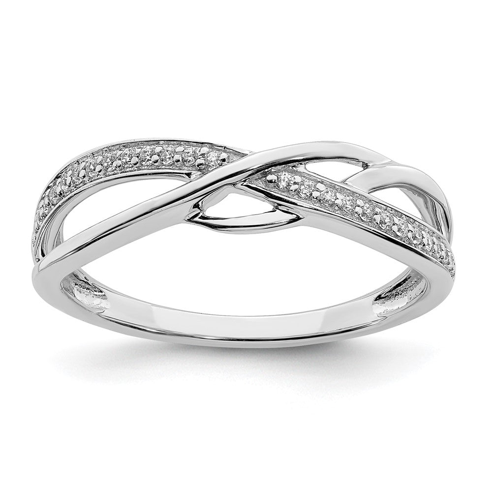 14k White Gold Polished Wavy Design Diamond Ring