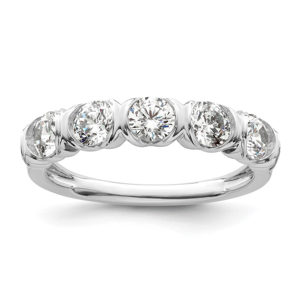 14K White Gold 5-Stone 1 carat Diamond Complete Wedding Band