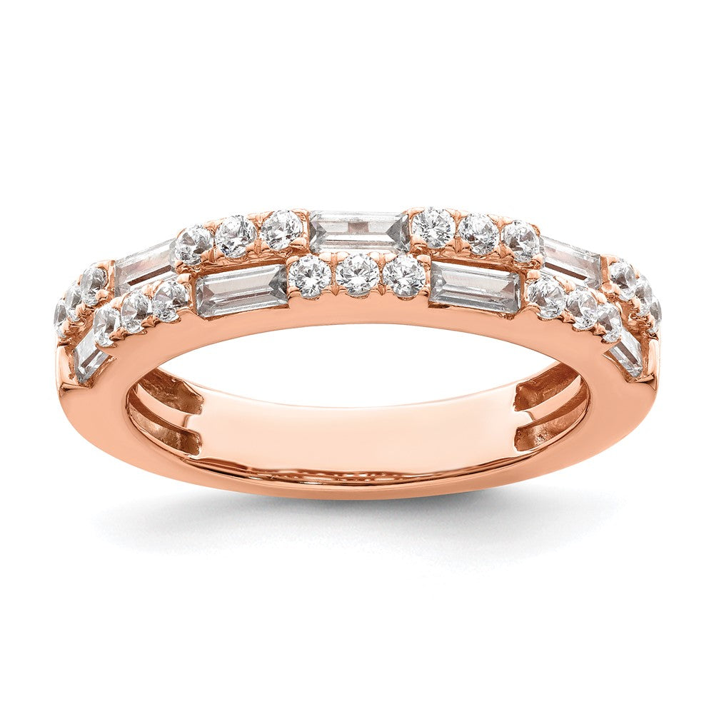 14K Rose Gold 1 carat Round/Baguette Diamond Complete Wedding Band