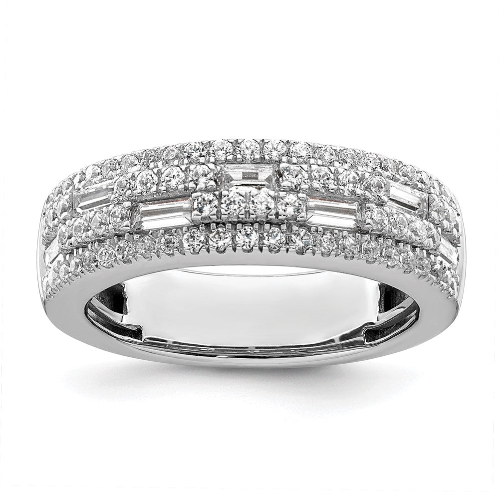 14K White Gold 1 carat Round/Baguette Diamond Complete Wedding Band