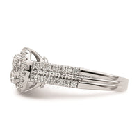 Load image into Gallery viewer, 14k White Oval Halo Cluster 3/4 carat Diamond Complete Engagement Ring
