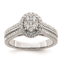 Load image into Gallery viewer, 14k White Oval Halo Cluster 3/4 carat Diamond Complete Engagement Ring
