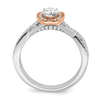 Load image into Gallery viewer, 14k White and Rose Gold Halo Plus 5/8 carat Diamond Complete Engagement Ring
