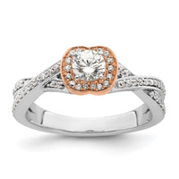 Load image into Gallery viewer, 14k White and Rose Gold Halo Plus 5/8 carat Diamond Complete Engagement Ring
