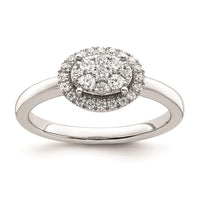Load image into Gallery viewer, 14k White Oval Halo Cluster 1/3 carat Diamond Complete Engagement Ring
