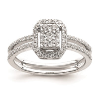 Load image into Gallery viewer, 14k White Rectangle Halo Cluster 1/2 carat Diamond Complete Engagement Ring
