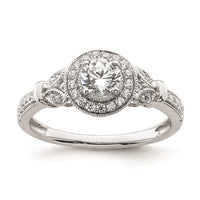Load image into Gallery viewer, 14K White Gold Vintage Round Halo Plus 5/8 carat Diamond Complete Engagement Ring
