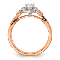 Load image into Gallery viewer, 14k White and Rose Gold Round Halo Plus 5/8 carat Diamond Complete Engagement Ring

