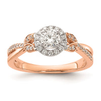 Load image into Gallery viewer, 14k White and Rose Gold Round Halo Plus 5/8 carat Diamond Complete Engagement Ring
