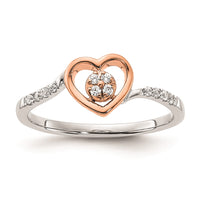 Load image into Gallery viewer, First Promise 14k White and Rose Gold Heart Cluster 1/10 carat Diamond Complete Promise/Engagement Ring
