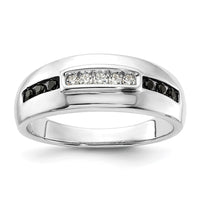 Load image into Gallery viewer, 14K White Gold 1/4 carat White and Black Diamond Complete Men&#39;s Ring
