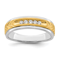 Load image into Gallery viewer, 14K Two-tone 5-stone 1/6 carat Diamond Complete Men&#39;s Channel Band
