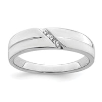 Load image into Gallery viewer, 14K White Gold 3-Stone Satin and Polished 1/20 carat Diamond Complete Men&#39;s Band
