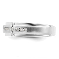 Load image into Gallery viewer, 14K White Gold Satin and Polished 1/4 carat Diamond Complete Men&#39;s Ring

