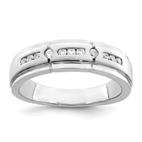 Load image into Gallery viewer, 14K White Gold Satin and Polished 1/4 carat Diamond Complete Men&#39;s Ring
