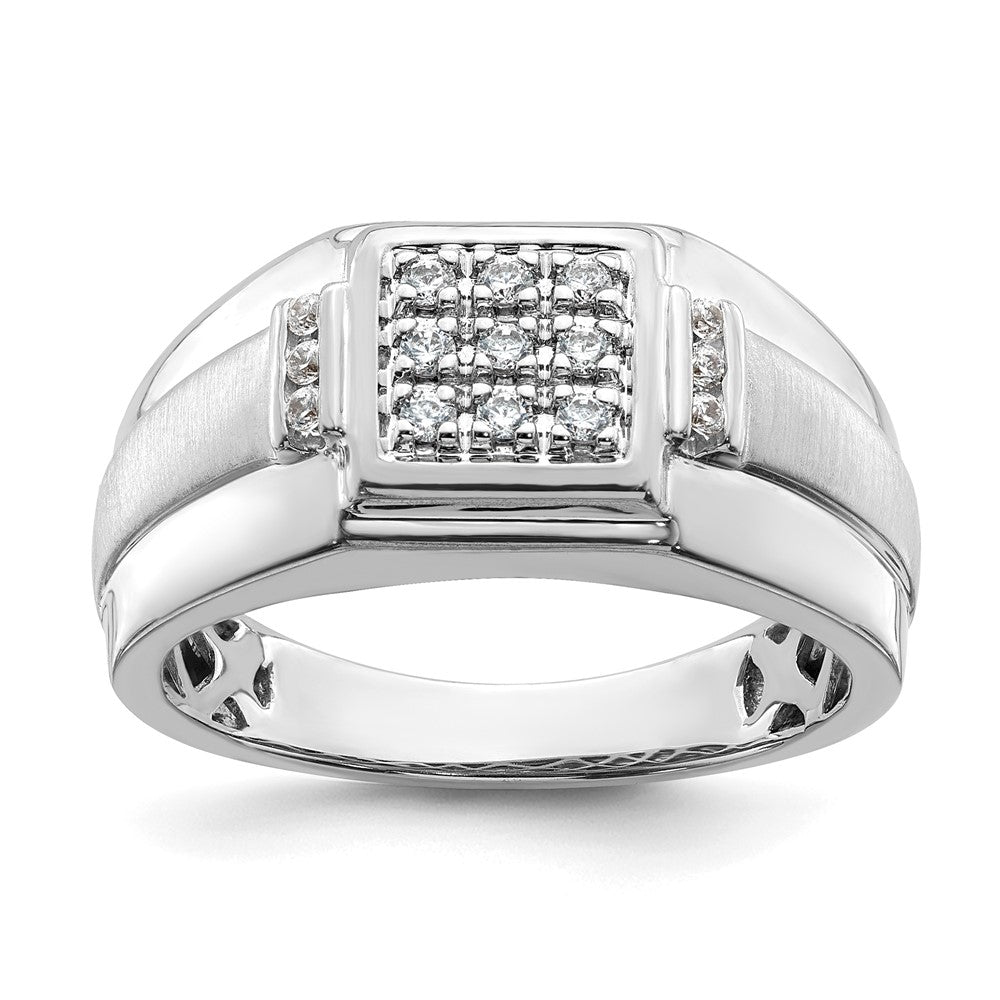 14K White Gold Cluster 1/4 carat Diamond Complete Men's Ring