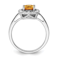 Load image into Gallery viewer, 14k White Gold 1/4 carat Lab Grown Diamond VS/SI+ G+ November Birthstone Citrine Halo Ring
