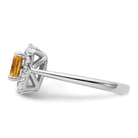 Load image into Gallery viewer, 14k White Gold 1/4 carat Lab Grown Diamond VS/SI+ G+ November Birthstone Citrine Halo Ring
