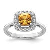 14k White Gold 1/4 carat Lab Grown Diamond VS/SI+ G+ November Birthstone Citrine Halo Ring