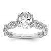 14k White Gold Semi-Mount Diamond Oval Center Twist Engagement Ring