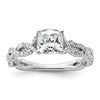 14k White Gold Semi-Mount Diamond Cushion Center Twist Engagement Ring