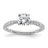14k White Gold Semi-mount Diamond Round Center Engagement Ring