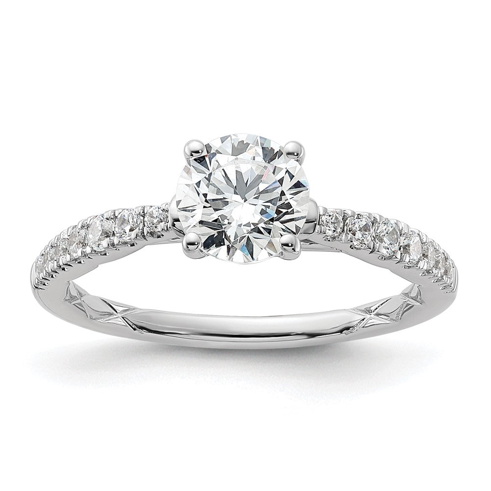 14k White Gold Semi-mount Diamond Round Center Engagement Ring