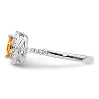 Load image into Gallery viewer, 14k White Gold 1/5 carat Lab Grown Diamond VS/SI+ G+ and Citrine November Birthstone Ring
