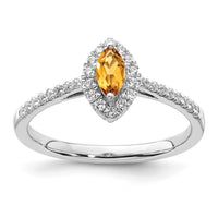 Load image into Gallery viewer, 14k White Gold 1/5 carat Lab Grown Diamond VS/SI+ G+ and Citrine November Birthstone Ring
