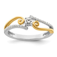 Load image into Gallery viewer, 14k Two-tone ByPass Round Complete Diamond Promise/Engagement Ring
