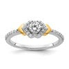 14k Two-tone Complete Diamond Round Center Engagement Ring