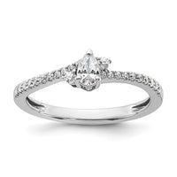 Load image into Gallery viewer, 14k White Gold Pear Ctr Diamond Complete Promise/Engagement Ring
