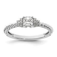 Load image into Gallery viewer, 14k White Gold Cushion Ctr Diamond Complete Promise/Engagement Ring
