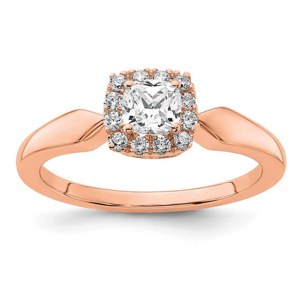 14k Rose Gold Semi-mount Diamond Princess Halo Engagement Ring