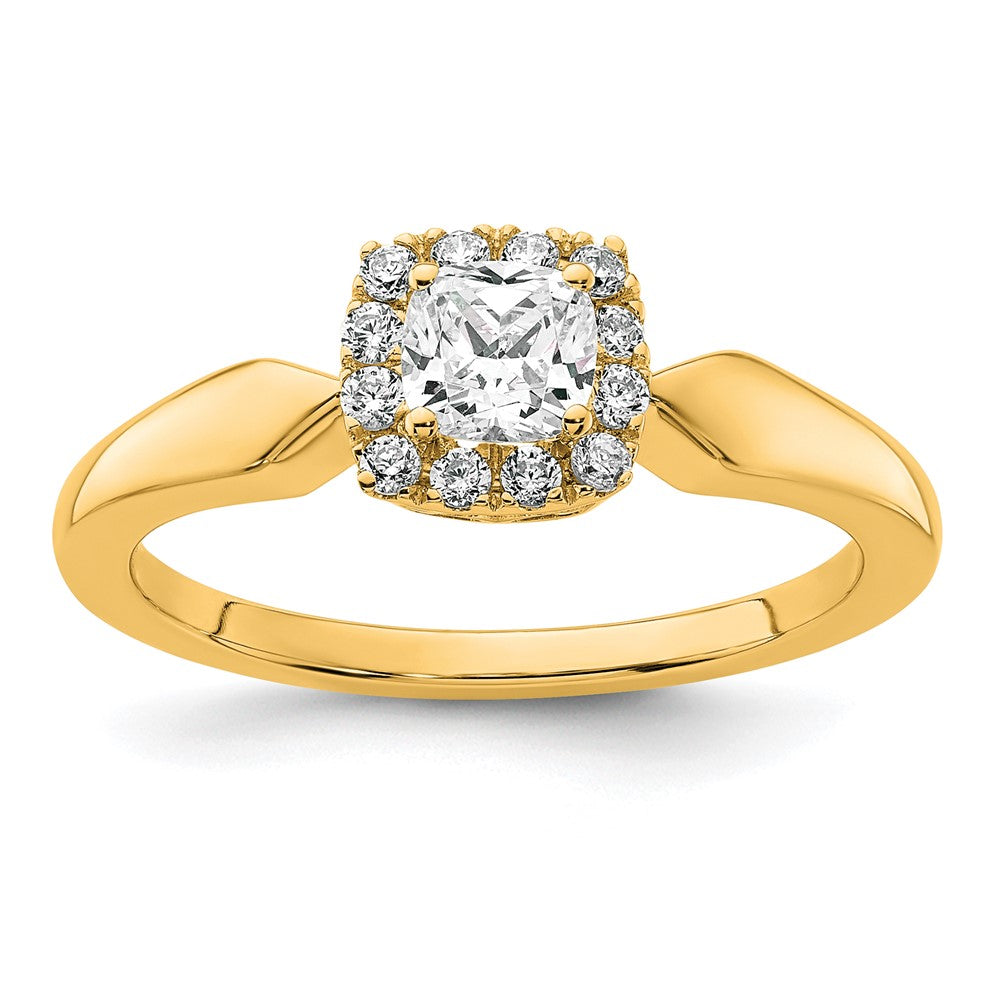 14k Semi-mount Diamond Princess Halo Engagement Ring