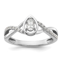 Load image into Gallery viewer, 14k White Gold Pear Ctr Diamond Complete Promise/Engagement Ring

