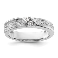 Load image into Gallery viewer, 14k White Gold Polish &amp; Satin Hammered Diamond Mens Wedding Band
