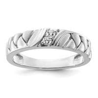 Load image into Gallery viewer, 14k White Gold Polish &amp; Satin Woven Design Diamond Mens Wedding Band

