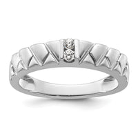 Load image into Gallery viewer, 14k White Gold Polish &amp; Satin Woven Design Diamond Mens Wedding Band
