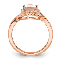 Load image into Gallery viewer, 14k Rose Gold Blooming Bridal Morganite Pear Complete Engagement Ring
