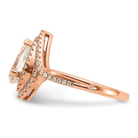 Load image into Gallery viewer, 14k Rose Gold Blooming Bridal Morganite Pear Complete Engagement Ring
