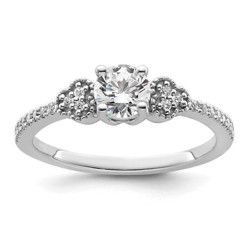 14k White Gold Semi-mount Diamond Round Center Engagement Ring