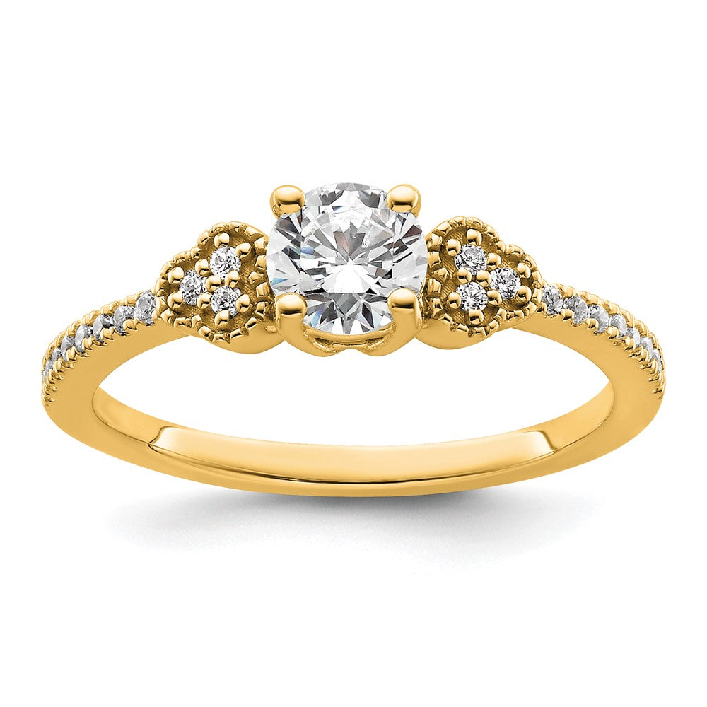 14k Semi-mount Diamond Round Center Engagement Ring