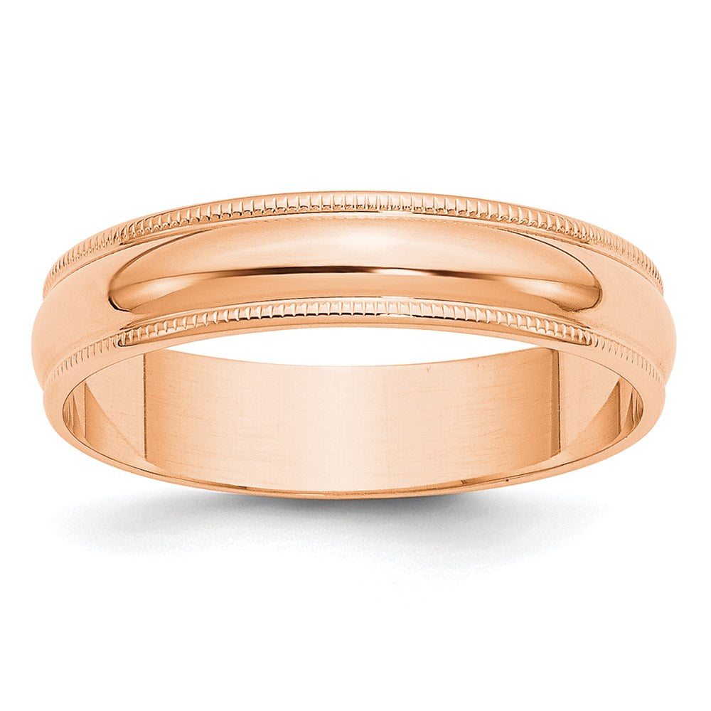 14k Rose Gold 5mm Lightweight Milgrain Half Round Wedding Band Size 10.5