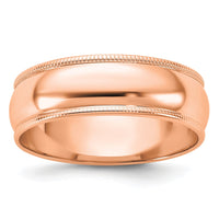 Load image into Gallery viewer, 14k Rose Gold 6mm Lightweight Milgrain Half Round Wedding Band Size 4
