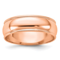 Load image into Gallery viewer, 14k Rose Gold 6mm Lightweight Milgrain Half Round Wedding Band Size 9.5
