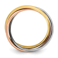 Load image into Gallery viewer, 10k Tri-color Polished Rolling Ring
