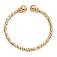 Load image into Gallery viewer, 14k Polished Twisted Ball Hinged Cuff Bangle
